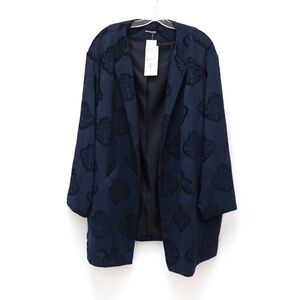 Samoon Blue Jacquard Jacket long open blazer evening 20 going out mobwife floral